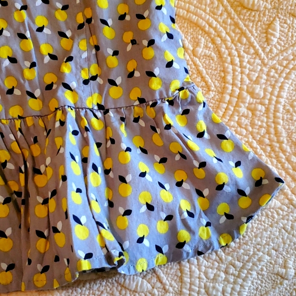 Lemon Print Strapless Peplum Bustier Style Top - Picture 3 of 6